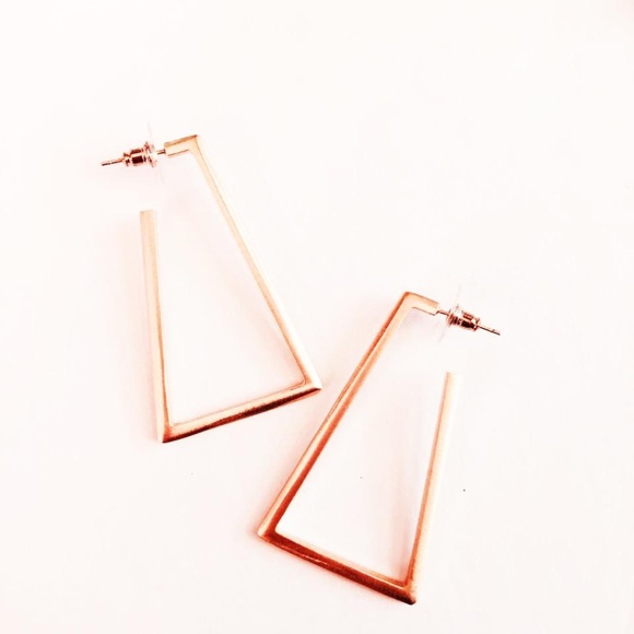 NEW Kendra Scott Rose Gold Easton Rectangular Hoop Earrings - Picture 2 of 5